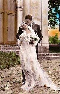 bride and groom, 1910's/1920's autochrome