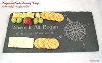 Engraved Slate, Slate Cheese Board, Serving Tray, Engraved Stone    Engraved stone is timeless and makes a great gift for weddings, anniversaries and house warmings.   We can personalize the stones with wedding info such as names, dates and even GPS coordinates!  Choose from our standard designs or personalize them for FREE!   If you are selecting a design that with free personalization, please list all your engraving info in the NOTES TO KILLORGLIN CREATIONS box at checkout.   No room to sto...