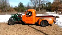 Barney Kedrowski's "Barn Rod", Diamond Reo cab, Chevrolet bed and Ford tailgate, all on a reinforced chassis, powered by a 1909 5hp 'hit and miss' stationary engine by Lauson-Lawton, Wisconsin