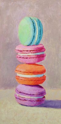 Pat Doherty - Stacked Macarons, Oil Painting For Sale at 1stDibs | macaron painting, macaroon painting, macarons painting