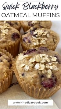 20min · 12 servings

 

These quick blackberry oatmeal muffins are the best option for those mornings when you're running late or simply short on time. They are great for back-to-school and freeze very well.

Ingredients
 • rolled oats
 • all-purpose flour
 • baking powder
 • baking soda
 • cinnamon
 • kosher salt
 • gently packed light brown sugar
 • apple sauce
 • egg
 • vegetable oil
 • milk of choice
 • vanilla extract
 • fresh blackberries
 • white sugar

All the details can be found at https://thedizzycook.com/blackberry-oatmeal-muffins/

