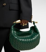 Find BOTTEGA VENETA Sardine Small Leather Shoulder Bag on Editorialist. Material: leather. Lining: leather. Made in Italy. Designer color name: Emerald Green-M Bras. Closure: magnetic fastening. Top handle. Comes with dust bag.