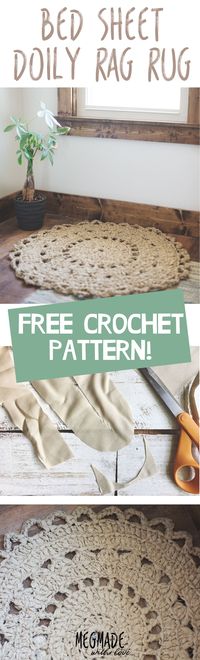 how to make a crochet rug with bed sheets. free modern crochet pattern for a stylish home!