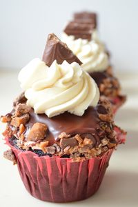 Toffee Triple Chocolate Cupcakes With Salted Caramel Icing