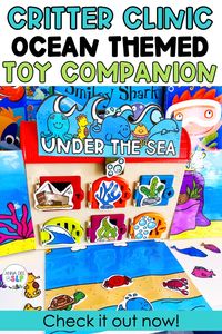 Use this speech therapy toy companion with the popular speech therapy toy - The Critter Clinic! This Ocean Preschool Activity allows you to target articulation, wh- questions, language processing, pronouns, concepts, and so much more! Use this play based speech therapy activity with your 3 year olds, 4 year olds, and kindergarteners. Even early elementary kids will love this hands on speech therapy activity. Perfect for mixed groups, centers, or individual sessions. Click to check it out!