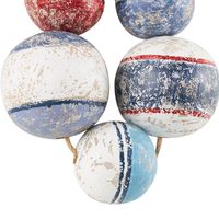 "Buy the Multicolor Handmade Distressed 5 Strung Wooden Buoy Hung Wall Décor at Michaels. com. Made from pine wood, this wall décor piece is a tribute to craftsmanship and durability, ensuring it stands the test of time in your nautical-themed space. The distressed buoy five strung wall décor exhibits a charming blue, white and red color with a weathered finish, evoking a nautical vibe that's perfect for coastal décor. Inspired by blissful serenity and the allure of the sea, where the harmonious