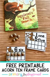 Free Printable Acorn Ten Frame Cards - Primary Playground