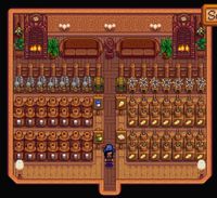 I made a shed filled with a bunch of processing stuff and decorated it a bit. (I looked at some Pins for inspo)   #stardew #stardewvalley #cozygames #decor #layout  #farm