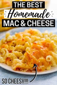 The ultimate baked mac and cheese recipe-perfectly creamy and a real family favorite! #macandcheese #comfortfood #macaroni #cheese #easydinner #dinnerrecipes #familydinner#pasta