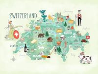 Switzerland Illustrated Map - Etsy