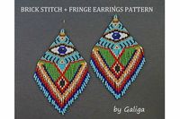 EVIL EYE Beaded Fringe Earrings Pattern for beading brick