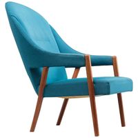 Danish Easy Chair in Blue Upholstery For Sale at 1stDibs