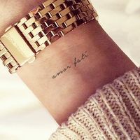 Small amor fati temporary tattoo. Set of three. Size: 1 in / 2.4 cm (width) This temporary tattoo is: ·Safe & non-toxic ·FDA-compliant and fun for all ages Small Tattoos last on average 2-5 days. We suggest placing on oil-free areas where skin does not stretch and keep them clean! ___________