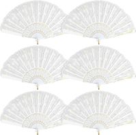 Amazon.com: HKACSTHI 6 Packs White Spanish Floral Folding Hand Fan Women Lace Fan Handheld Fans for Wedding and Home Decoration : Home & Kitchen