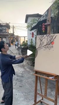 Art Viral 🎨 on Instagram: "An innovative artist paints using branches, creating unique and organic patterns on canvas. By applying paint to natural branches and striking them against the canvas, he captures nature’s essence in his work. Each mark reflects the distinct shapes of the branches, resulting in a dynamic interplay of colors and forms.  This technique celebrates nature’s beauty and underscores the relationship between the natural world and human creativity. The artist’s work, showcased in galleries and exhibitions, stands out for its originality and thought-provoking approach, reminding viewers of the intricate connection between humanity and the environment.  Artist:  1) 46101871539 / 新一（苦海修士） on Douyin 2) 36811128911 on Douyin  #modernart #painting #artist"