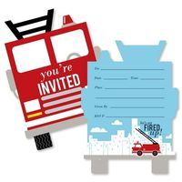 Invite friends and family to your baby shower or birthday party with a Firetruck Invitations. These fun party invites are printed on sturdy card stock paper and have plenty of space to add the party details. Plus, their unique shape will be adored by all your guests. Each set of 12 shaped fill-in invitations also includes 12 white envelopes, making it easy to get your party invitations into the mail. Begin planning the perfect party with these party invites!