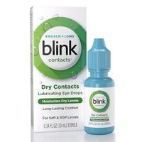 Blink Contacts Lubricating Eye Drops for Soft & RGP Contact Lenses, Lubricant Eye Drops with Hyaluronate for Hydration, Moisturizing & Comforting Daily Eye Care, 0.34 fl oz