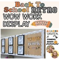 Display student work in your classroom with this WOW Work Student Work Display!Includes:WOW Work Bulletin Letters & Star Accents in 2 SizesPencil Accents in 4 Sizes (XL included!)Amazing Work Coming Soon Pages in Color & B&W!Earthy Neutral Colors with Retro Vibes!Directions:Print, cut, & laminate WOW Work Letters & Accents in Sizes of your choice.Create display frames using Large Construction Paper trimmed to about 10.5x12Attach to wall or bulletin board using Velcro Dots.Use