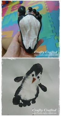 Footprint Penguin Craft for Kids to Make - so cute for a winter art project / great keepsake idea!