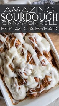 This new take on focaccia bread will have you swooning for this amazing treat! Using my traditional sourdough focaccia bread recipe I have created an amazing dessert with cinnamon sugar syrup and sweet and tangy cream cheese icing.