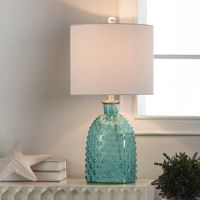 Porch & Den McKenzie Bright Blue Textured Glass 1-light Table Lamp - On Sale - Overstock - 28594795