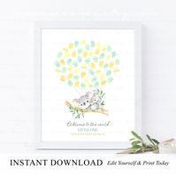 INSTANT DOWNLOAD Editable Greenery Koala Baby Shower Fingerprint Guestbook Alternative Gift, Gender Neutral Koala Thumbprint Poster Sign - Etsy