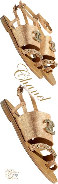 Brilliant Luxury ♦ Chanel gold lamé calfskin flat sandals