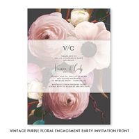 Vintage Purple Floral Engagement Party Invitation Coll. 17 – Digibuddha