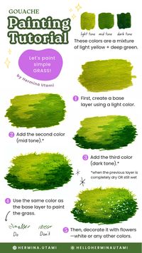 A step by step of how to paint simple grass using gouache.