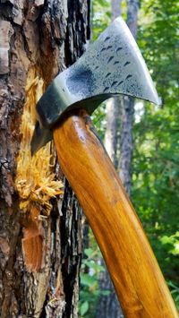 This fireman’s hatchet is hand forged from carbon steel with a heavy duty construction.The blade is 3.25 inches in length and comes sharp but could do with some extra honing. The head is thick with a spike or pick on the back which comes to a sharp point.This hatchet delivers a serious blow in times of emergencies but it is not only useful in emergencies Oh no, you can take it camping or hunting. Firewood is always needed. This functional beauty will make any job a breeze.