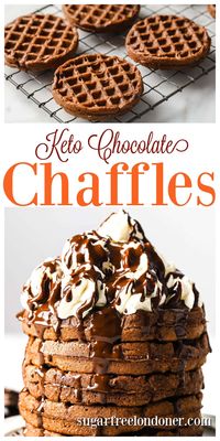 Soft and fluffy on the inside, deliciously crispy on the outside: this easy keto chocolate chaffle recipe is going to blow your mind! One chaffle is only 2.4g net carbs.