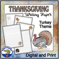 TURKEYS Writing Paper - Lined Paper - Turkeys Theme by HappyEdugator