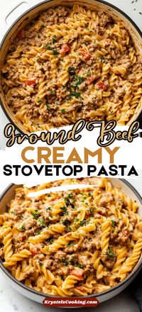 Need easy fall recipes? This stovetop creamy ground beef pasta is a must-try! Quick, comforting, and perfect for cozy weeknight dinner ideas.