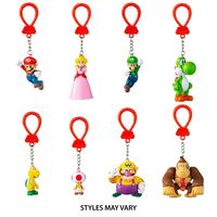 Woohoo! Now you can show your love for Super Mario adventures wherever you go with Super Mario character keychains by Backpack Buddy! Each randomized blind pack contains one of nine possible characters: Mario Luigi Peach Yoshi Toad Koopa Donkey Kong Wario and the extra rare Gold Mario. Try to collect them all! Super Mario Series 1 Backpack Buddy Keychains product details: 1 keychain per package 9 assorted characters Design chosen randomly at time of shipping You may receive duplicates if orderin