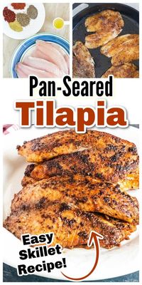 10-Minute Pan Seared Tilapia is healthy and super easy to make! You can't go wrong with this simple tilapia dish. Nutrient dense and packed with protein it makes the perfect healthy meal for busy weeknights.