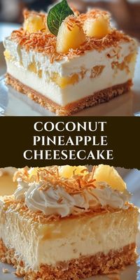 This Coconut Pineapple Cheesecake recipe is a tropical twist on a classic dessert. Made with creamy cheesecake filling, sweet pineapple chunks, and a hint of coconut flavor, it's the perfect treat for any occasion. Try making this easy and flavorful dessert for your next gathering! #coconutpineapplecheesecake #tropicaldessert #easyrecipe