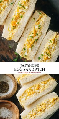 Japanese egg sandwich, or tamago sando, features creamy egg salad packed between light and fluffy Japanese milk bread. It is so easy to put together and holds up well, so it’s perfect for a light meal or wrapped up for your kid’s lunchbox.