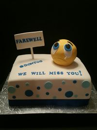 Farewell crying emoji cake