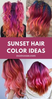 Keep those summer night memories last forever with these gorgeous sunset hair inspired hairstyles! Here are 30+ best examples! Best hairstyles | hair color ideas | summer hairstyle | sunset hair color | bright hair color | hair color inspiration | flamingo hair | pink and red hair color