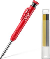 Amazon.com: Solid Carpenter Pencil Set for Construction with 7 Refills Built-in Sharpener, Long Nosed Deep Hole Mechanical Pencil Marker for Carpenter Scriber Woodworking Architect Fathers Day Gift (Red) : Office Products