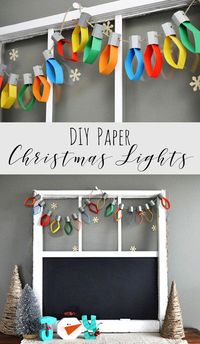 These DIY paper Christmas lights are such a great craft idea to make this winter! They're perfect handmade Christmas decorations for the home, and kids will love to make them too! #christmaslights