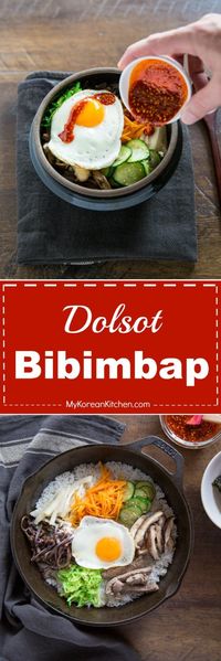 Dolsot Bibimbap Recipe. Learn how to make crispy Korean bibimbap with or without a Korean hot stone bowl. | MyKoreanKitchen.com via @mykoreankitchen