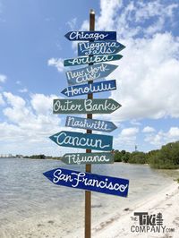 Custom Wood Signs for Signpost! Great for outdoor Bar. Directional Arrow Signs ✅To Order:  Please the quantity your like to receive, the more you buy, the sweeter the deal! Please keep in mind that the Signpost Poles are sold separately. 🌴About the Signs:  Each Customs Wood Sign varies in length from 16''-30'' depending on the length of the destination that is to be painted on each. Each Arrow Sign will be unique. All our products are hand painted on Pine. Each order comes with a mix of all blu