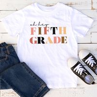 Oh Hey Fifth Grade Perfect shirt for the first day of 5th grade! ;) Bella+Canvas 3001 Youth Unisex T-shirt *100% Airlume combed and ringspun cotton (fiber content may vary for different colors) *Extra Light Fabric (3.7 oz/yd² (125 g/m *Retail fit *Tear away label