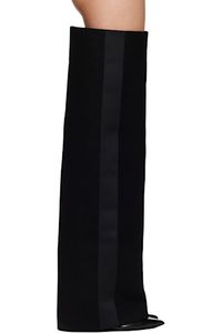 sacai - Black Wool Melton Pants Tall Boots