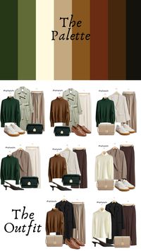 Green & Brown Outfit Ideas-#Autumn capsule wardrobe 2024 #European summer capsule wardrobe 2024