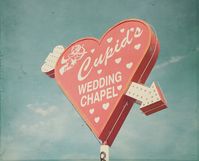 "♥ ♥ ♥ GIANT 40% OFF OVERSTOCK SALE AT OUR MAIN SHOP: CHARLENEPRECIOUS.COM/SALE ♥ ♥ ♥  TITLE: Cupid Wedding Chapel, Cupid's Chapel, Blue And Red, Vegas Wedding Chapel, Vegas Chapels, Wedding Chapel Sign, Las Vegas Photo, Red Heart SIZE: 8 x 10\" This listing is an 8 x 10\" unmatted, unframed, and borderless print.  All art prints are produced on high quality, deep matte-finish, archival paper that will last over a lifetime! Please allow up to 2 weeks for us to process your order plus shipping ti