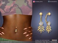 The Sims Resource - Diamond Vine Belly Piercing (for custom skintones)