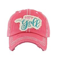 Hey Y'all Distressed Baseball Caps | Vintage Baseball Hats for Women