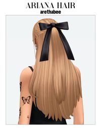 half up half down hair with a ribbon. inspired by ariana grande. sims 4 cc